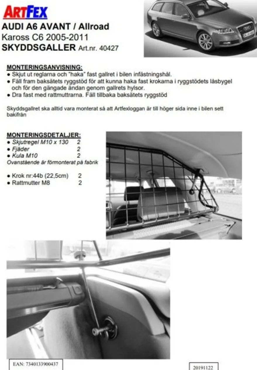 Artfex Lastgaller / Hundgaller Audi A6 Avant C6 2005-2011