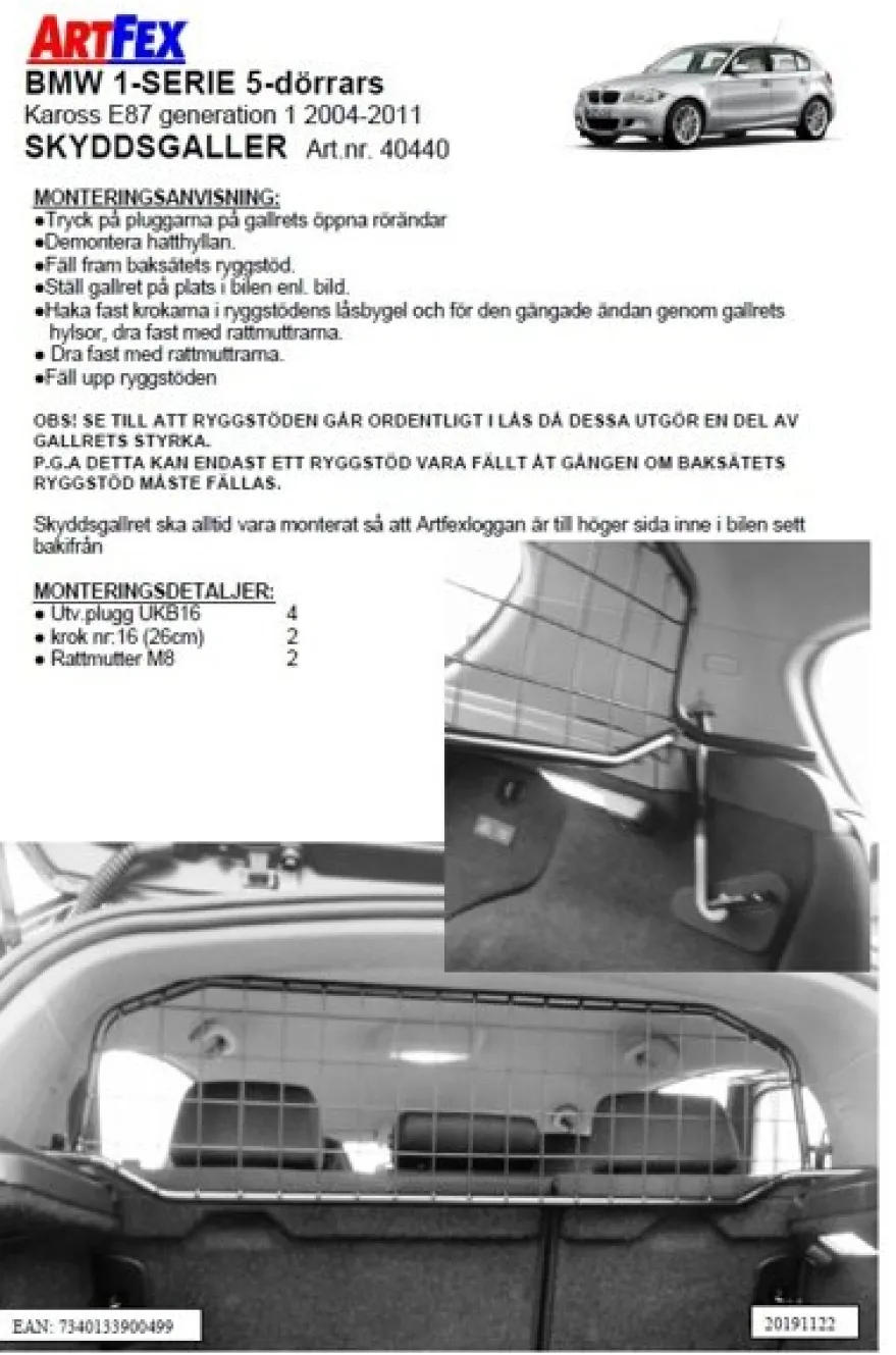 Artfex Lastgaller / Hundgaller Bmw 1-Serie E87 2007-2011