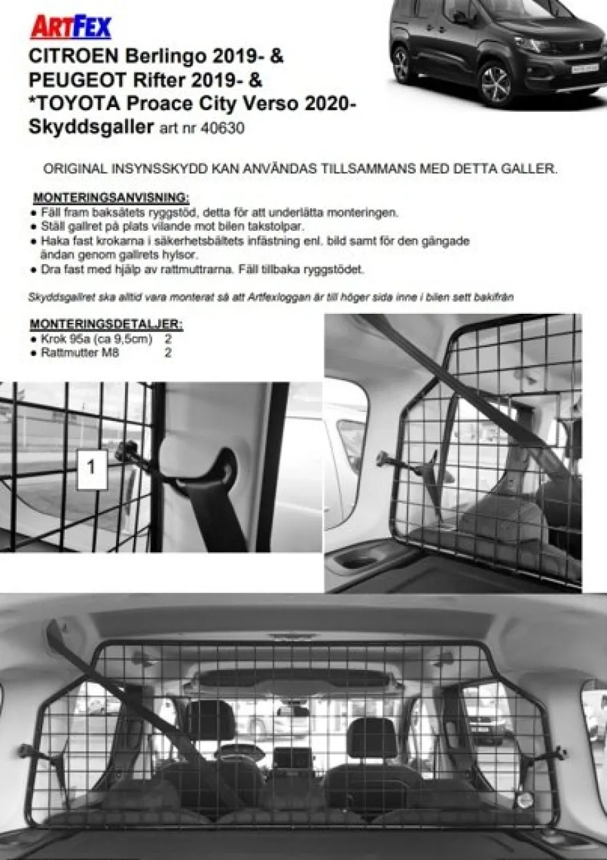 Artfex Lastgaller / Hundgaller Citroen Berlingo III 2019->