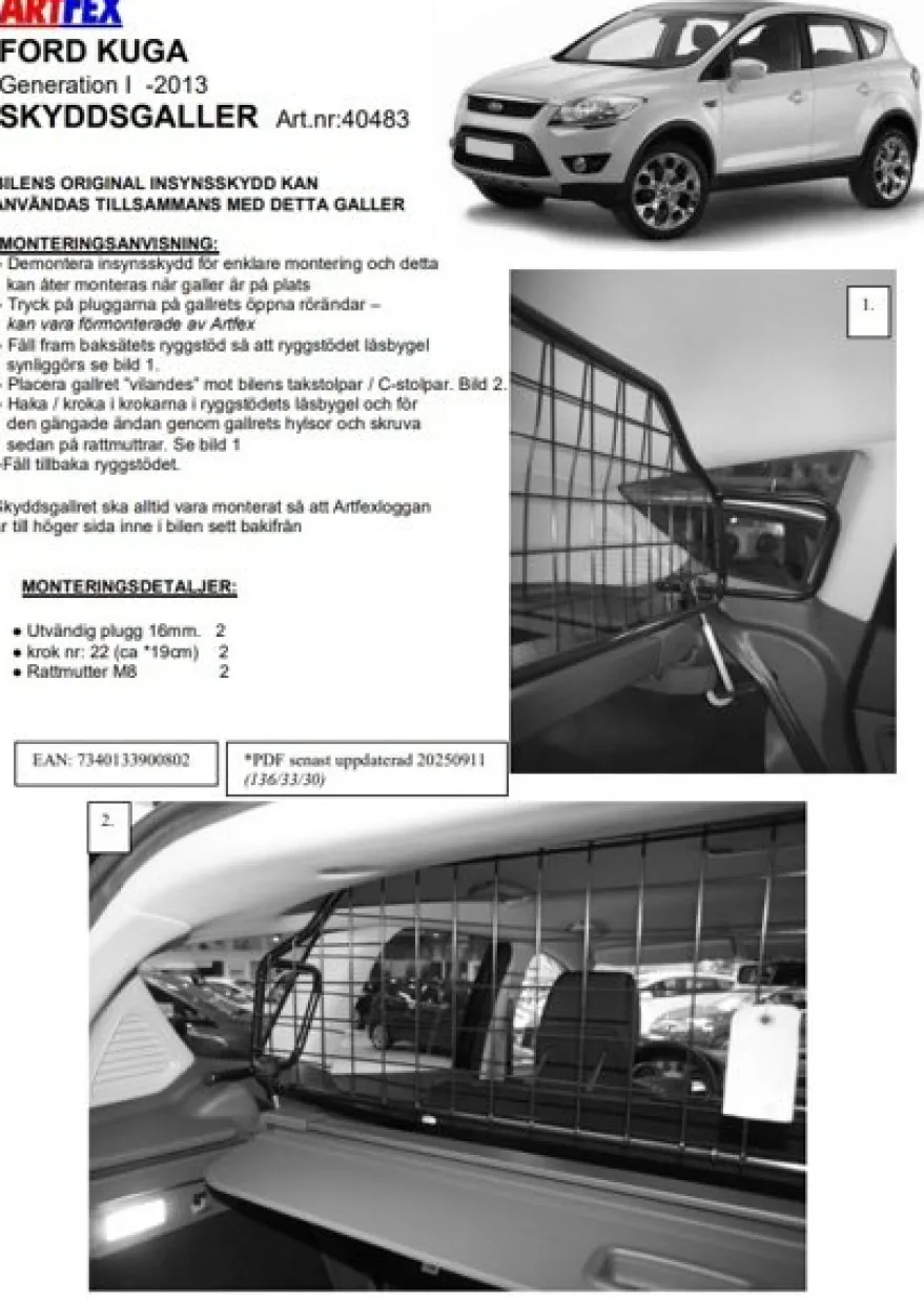 Artfex Lastgaller / Hundgaller Ford Kuga I 2008-2013