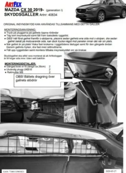 Artfex Lastgaller / Hundgaller Mazda CX-30 2019->