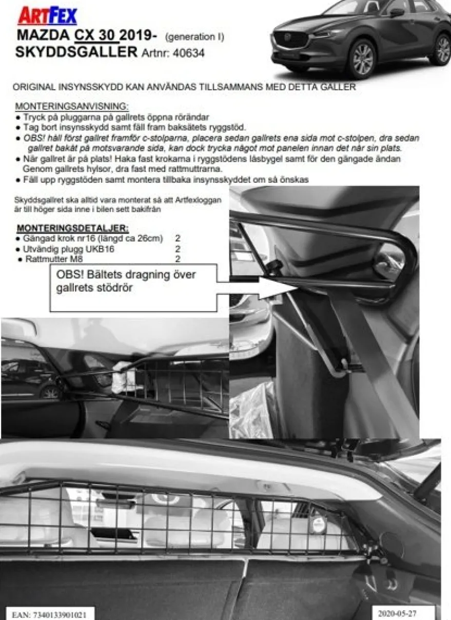 Artfex Lastgaller / Hundgaller Mazda CX-30 2019->
