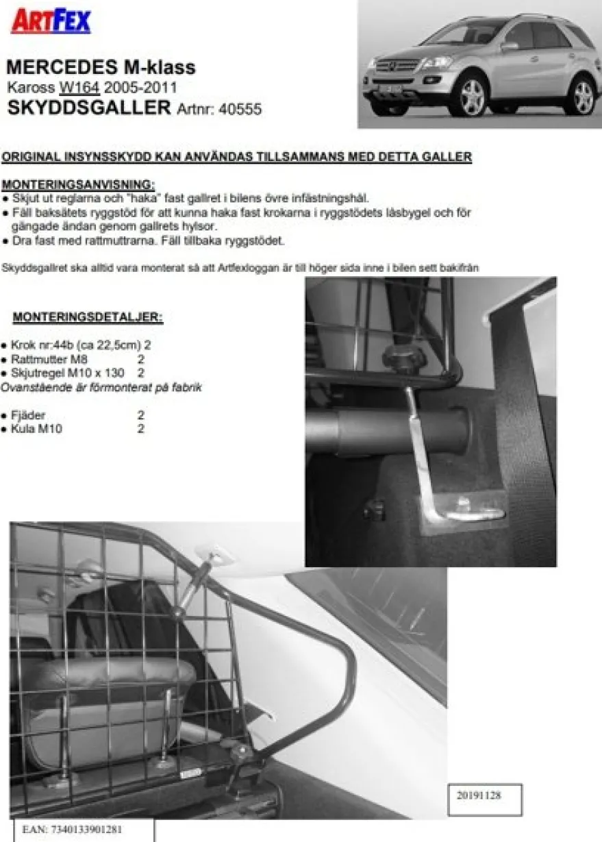 Artfex Lastgaller / Hundgaller Mercedes W164 ML 2005-2011