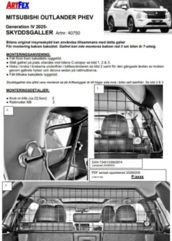 Artfex Lastgaller / Hundgaller Mitsubishi Outlander IV 2025->