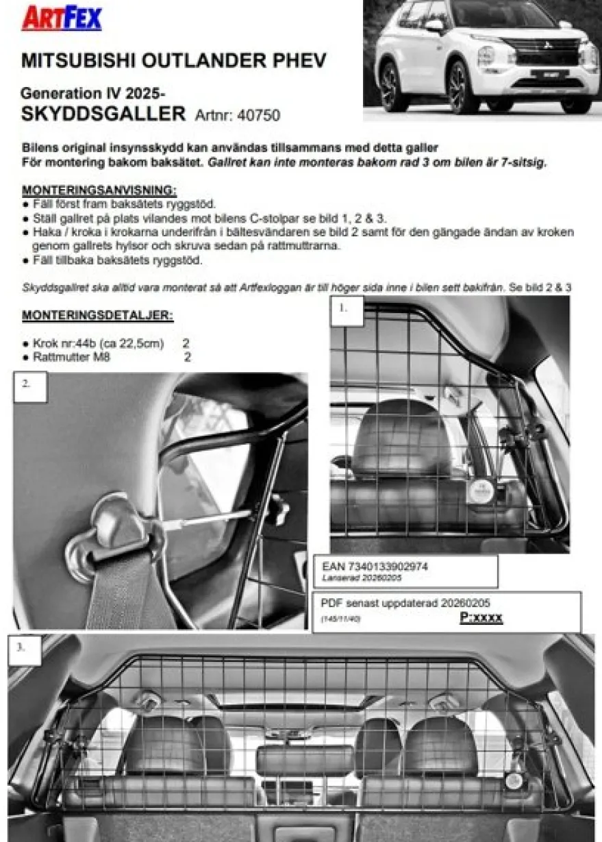 Artfex Lastgaller / Hundgaller Mitsubishi Outlander IV 2025->