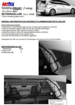 Artfex Lastgaller / Hundgaller Toyota Prius Plus 2011-2021