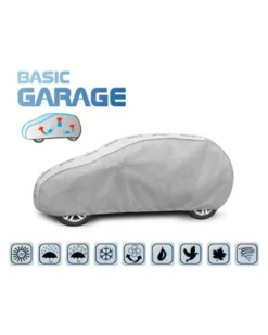 Bilöverdrag Basic Garage M1 Hatchback 355–380 cm – Ljusgrå