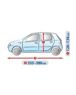 Bilöverdrag Basic Garage M1 Hatchback 355–380 cm – Ljusgrå