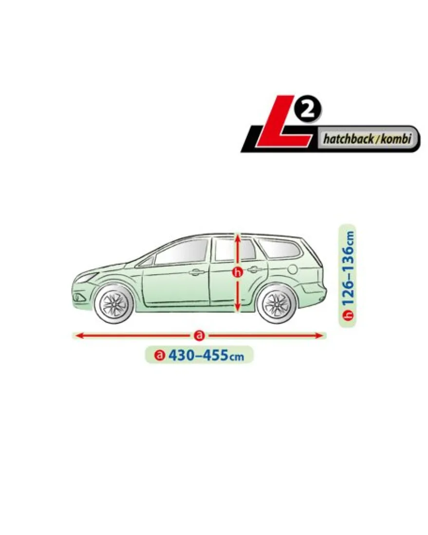 Bilöverdrag Membrane Garage L2 Hatchback/Kombi 430–455 cm – Grön