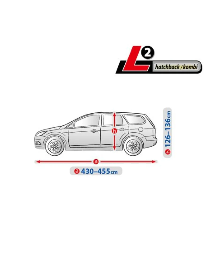 Bilöverdrag Optimal Garage L1 Hatchback/Kombi 430–455 cm – Grå