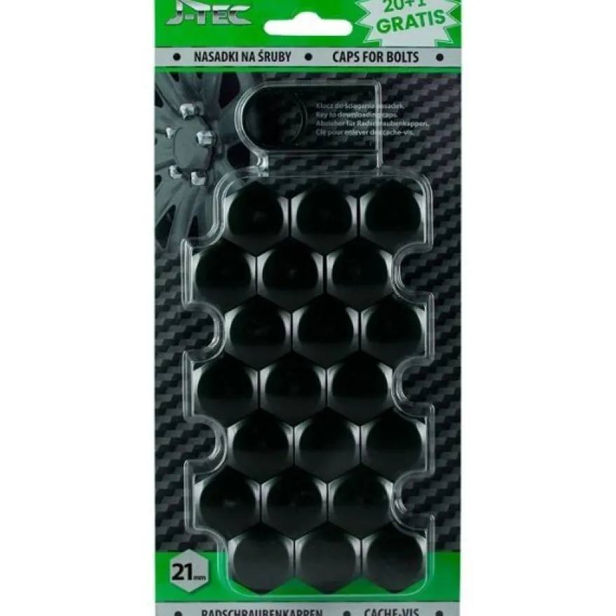 Blank Svart Hjulmutterkåpa 21mm
