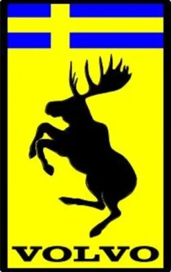 Emblem Rektangulär Volvo Stegrande Älg Svensk Flagga