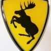 Emblem Sköld Stegrande Älg 3D Gul/Svart