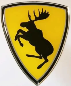 Emblem Sköld Stegrande Älg 3D Gul/Svart