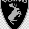 Emblem Sköld Volvo Stegrande Älg Svart/Ljusgrå - HÖGER