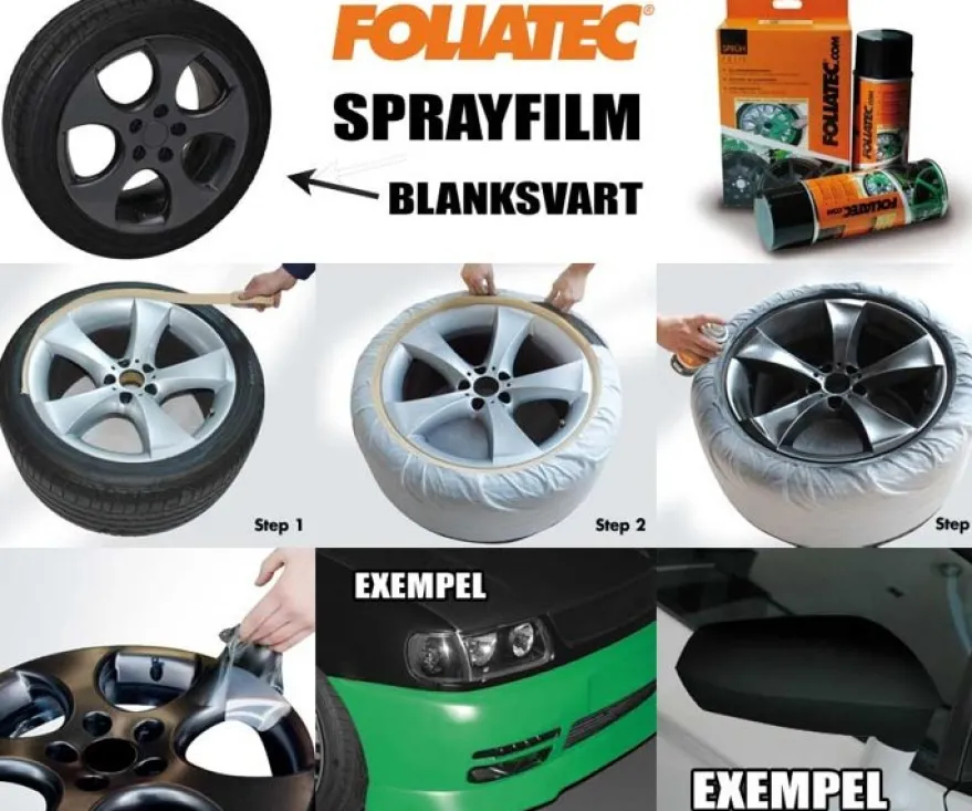 FoliaTec Sprayfilm Svart Blank 1x Burk 400ml (ca 2st fälgar)