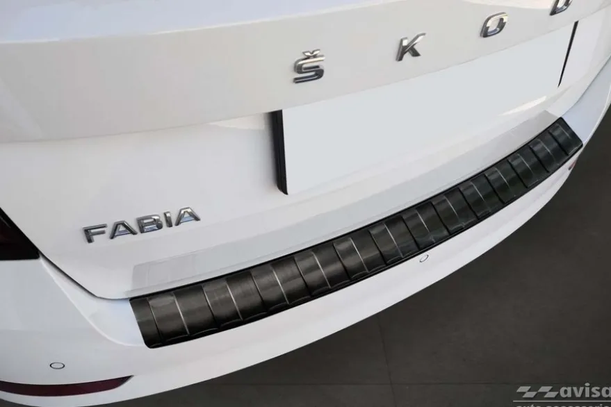 Lastskydd Rostfri Borstad Metall Svart Skoda Fabia III Kombi Facelift 2018->