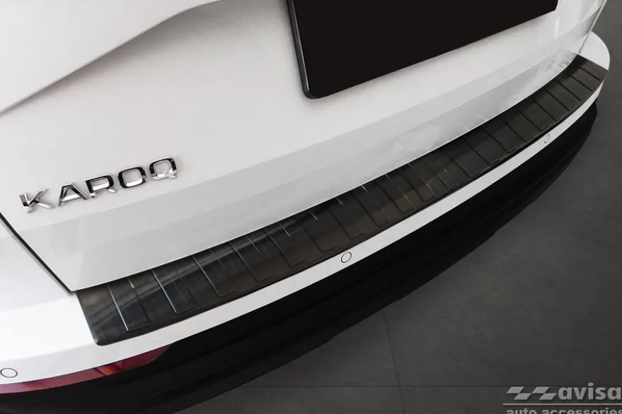 Lastskydd Rostfri Borstad Metall Svart Skoda Karoq facelift 2022->