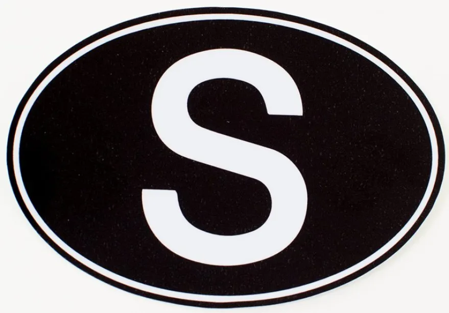S-Dekal Bil Sverige Svart/Vit 116x91mm