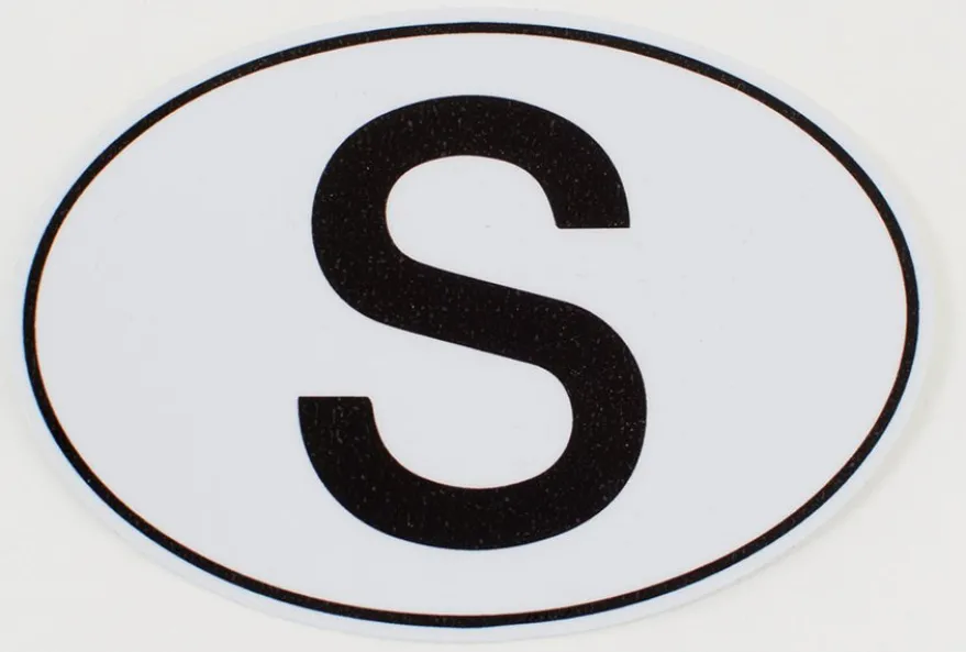S-Dekal Bil Sverige Vit/Svart 116x91mm