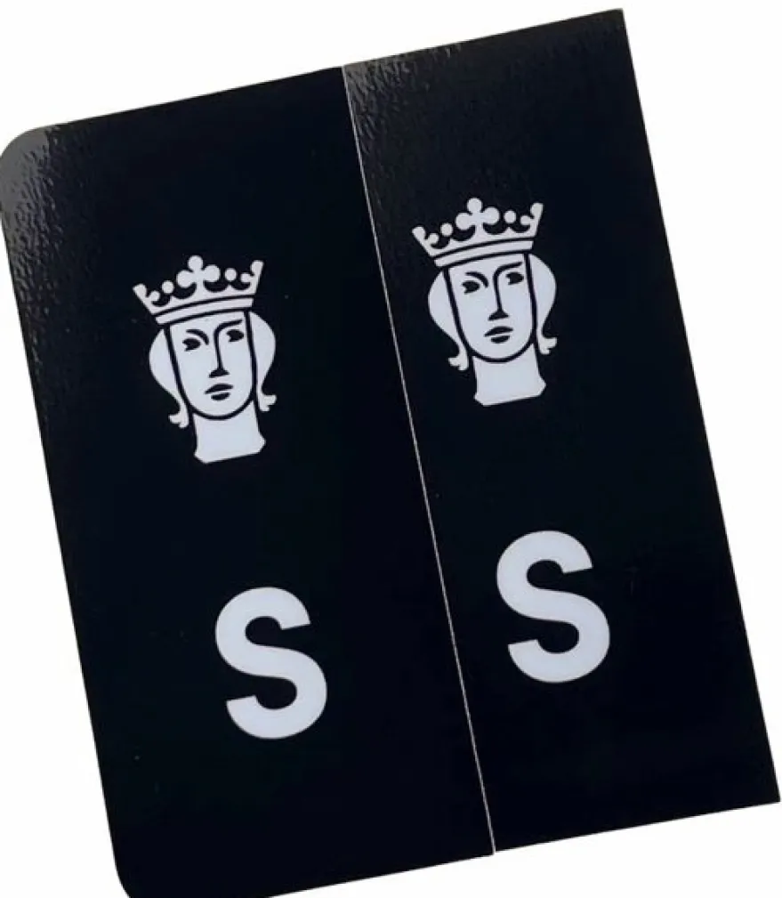 S-Märke Sankt Erik Nummerskylt Svart/Vit