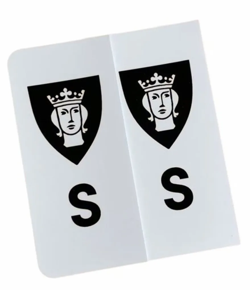 S-Märke Sankt Erik Nummerskylt Vit/Svart
