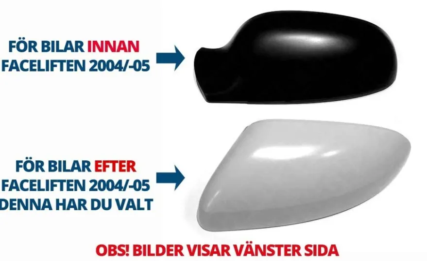 Spegelkåpa Höger Volvo V70 05.2004-2007, S60, S80, XC70